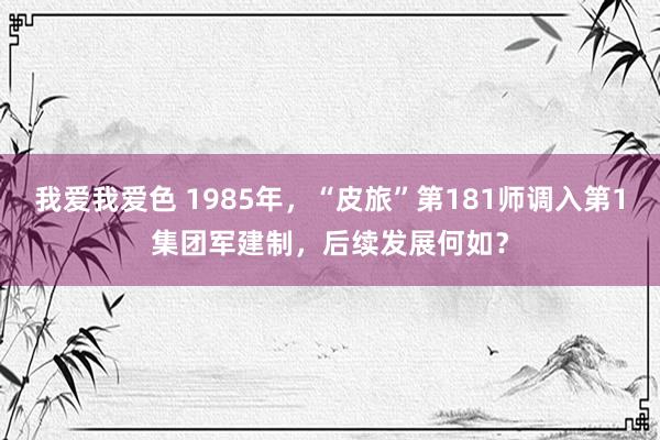 我爱我爱色 1985年，“皮旅”第181师调入第1集团军建制，后续发展何如？
