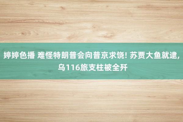 婷婷色播 难怪特朗普会向普京求饶! 苏贾大鱼就逮, 乌116旅支柱被全歼