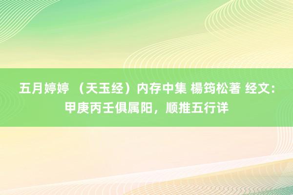 五月婷婷 (天玉经)内存中集 楊筠松著 经文:甲庚丙壬俱属阳,顺推五行详